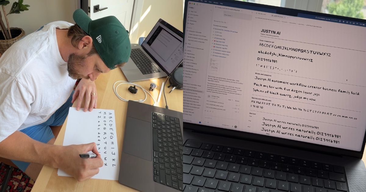 A handwriting sample sheet turned into an installable font