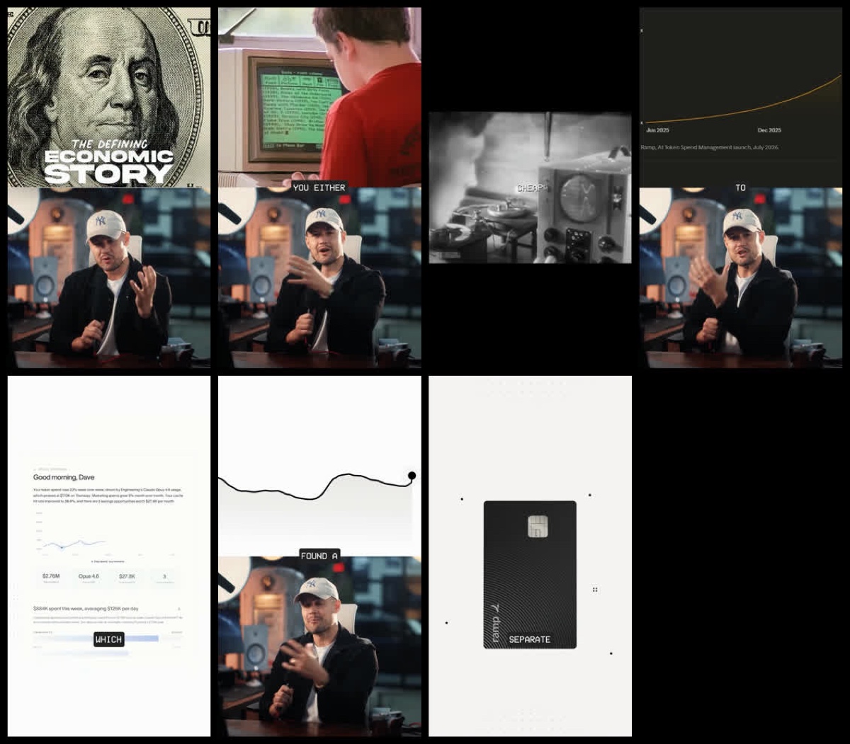A grid of image assets ChatGPT pulled out of the reel it watched